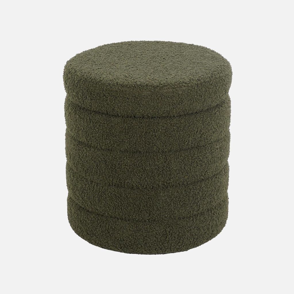 sweeek - Hocker mit Stauraum und Bouclé-Bezug - Khaki Produktbild 