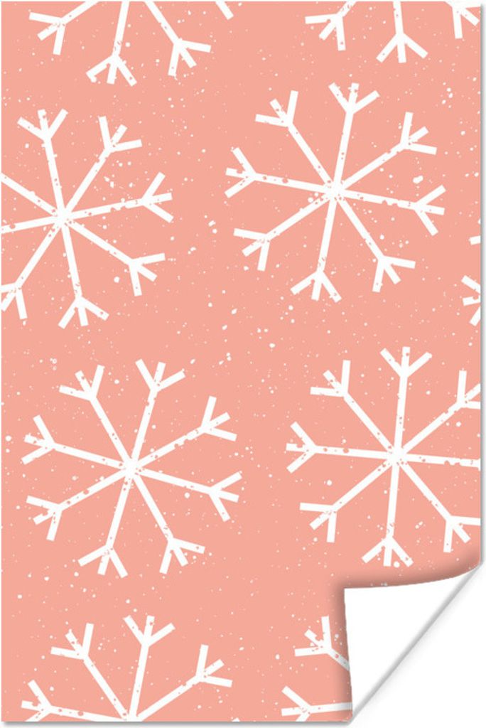 MuchoWow Poster Schnee - Muster - Rosa 60x90 cm - Wanddekoration