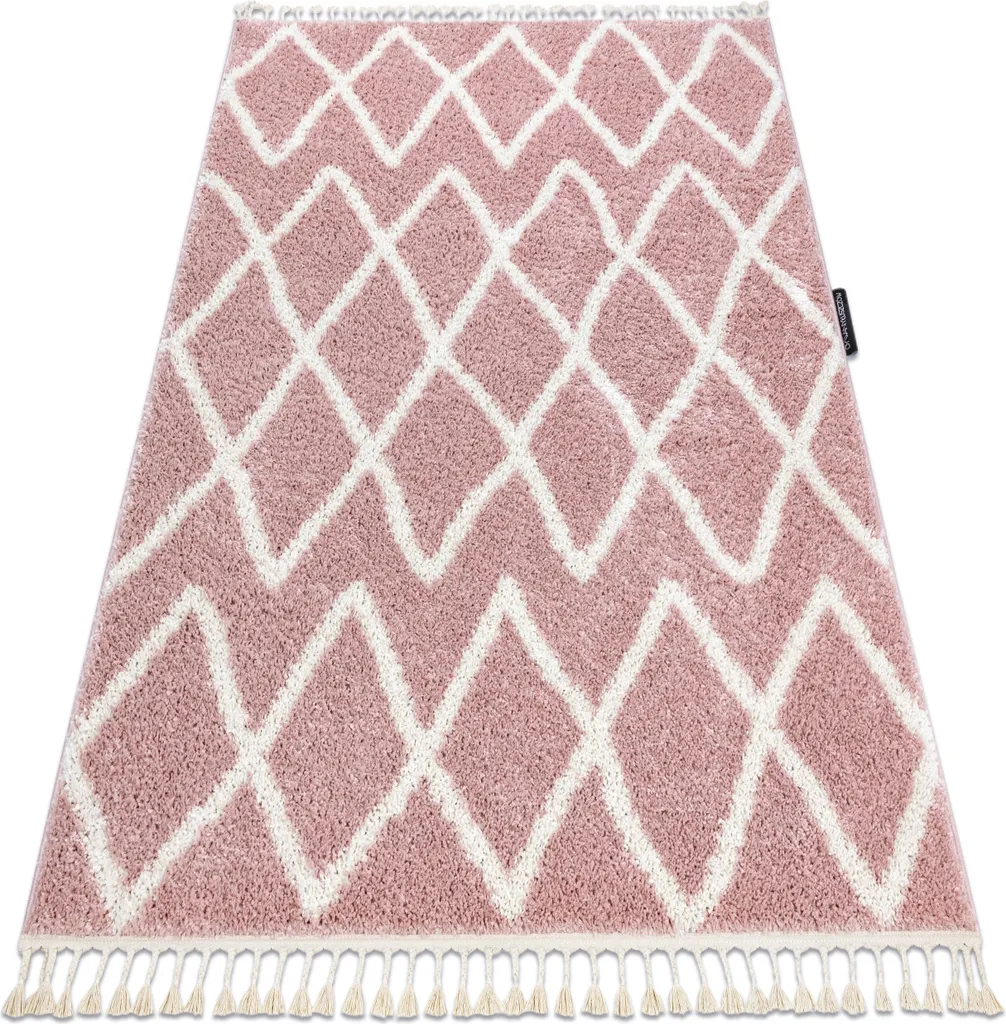Tapis berbère rose 180x270 cm anti-bruit et confort Shaggy Beni
