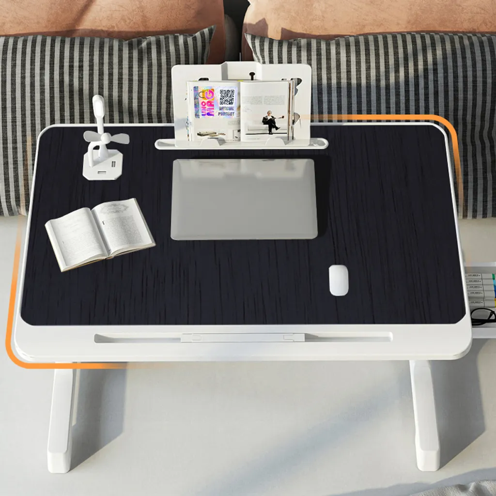 Table de lit multifonction réglable noire 60x40cm pour PC portable