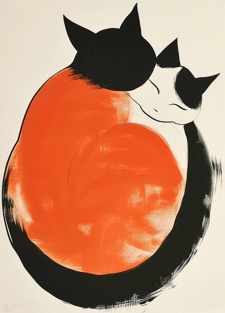 Plakat 39,5x55cm Yin und Yang Katzen