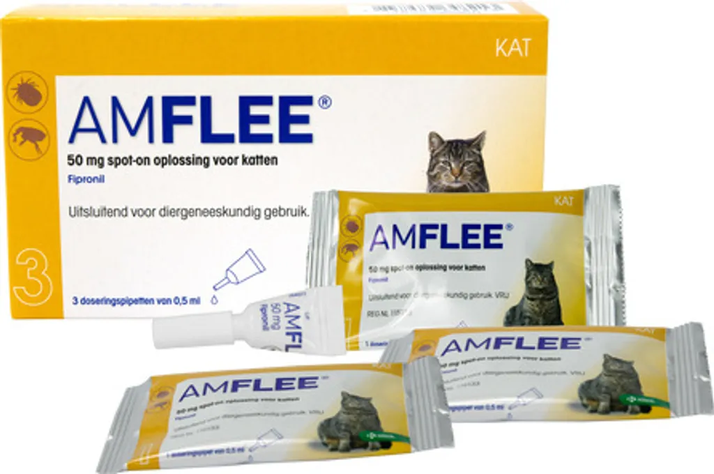Amflee 50 mg Spot-On Gatto > 1kg - Antiparassitario Efficace 3 Pipette