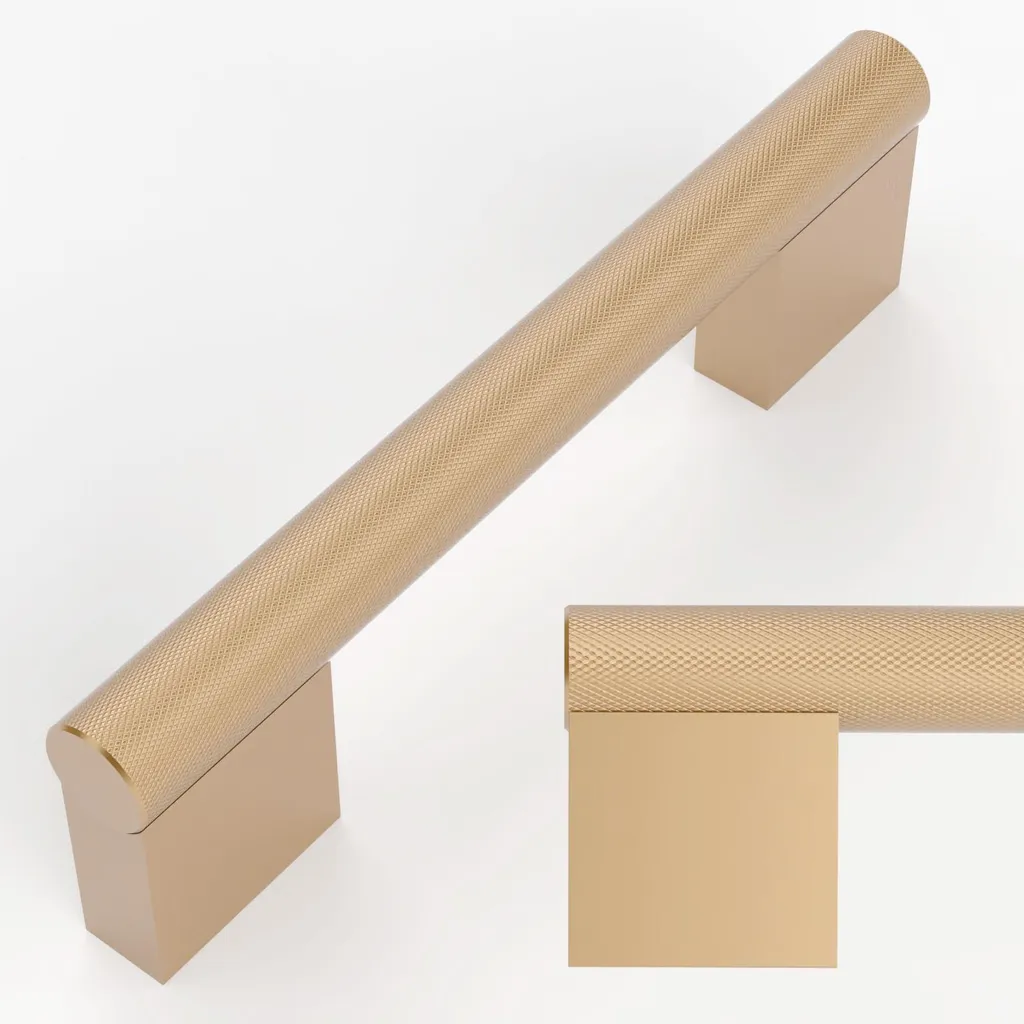 Lot de 10 poignées de meuble rainurées bronze champagne entraxe 96 mm