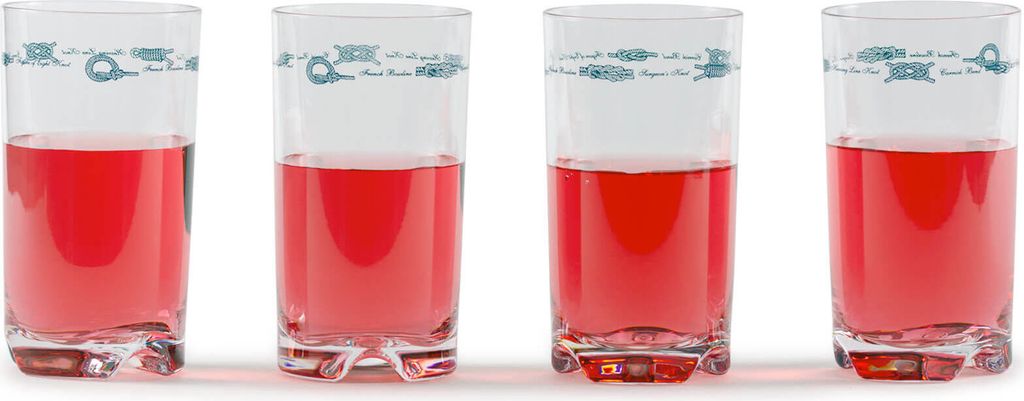 4er Set Trinkgläser "Exclusive" im maritimen Design, aus bruchsicherem Kunststoff