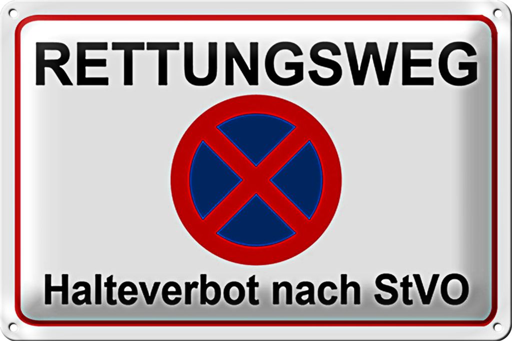 Blechschild Rettungsweg 18x12cm Halteverbot nach StVO
