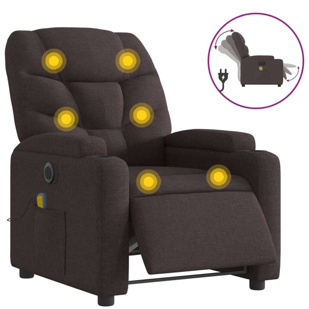 (Robust Möbel)Massagesessel - TV-Sessel - Einzelsofa elegantes Design - Elektrisch Dunkelbraun Stoff - 74x89x100cm - Couchsessel DEMöbel529973