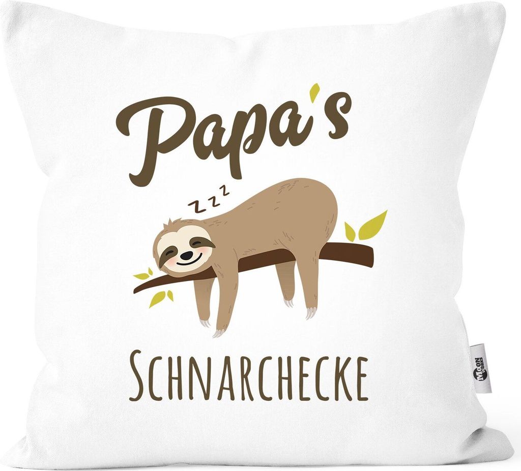 Kissen-Bezug Spruch Opa's Oma's Mama's Papa's Schnarchecke Faultier Print Kissen-Hülle Deko-Kissen Baumwolle MoonWorks Papa weiß unisize