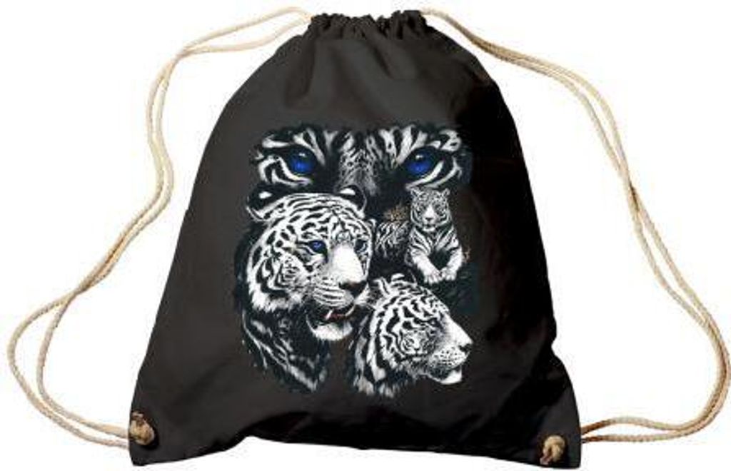 Sporttasche Turnbeutel Trend-Bag Print Weisse Tiger Raubtiere - TB10203 Color - schwarz