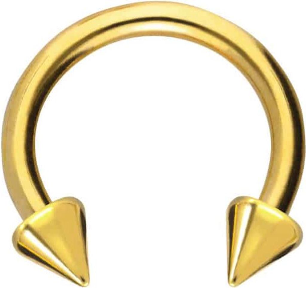 Ohrpiercing, Nasenpiercing, Septum Piercing Chirurgenstahl Hufeisenring SPITZEN Gold Innendurchmesser: 7mm + Stabstärke: 1,2mm