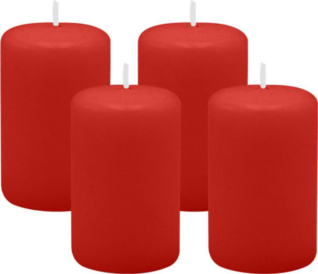 4er Set Adventskranzkerzen Weihnachtsrot Erdbeere Ø 50 x 80 mm