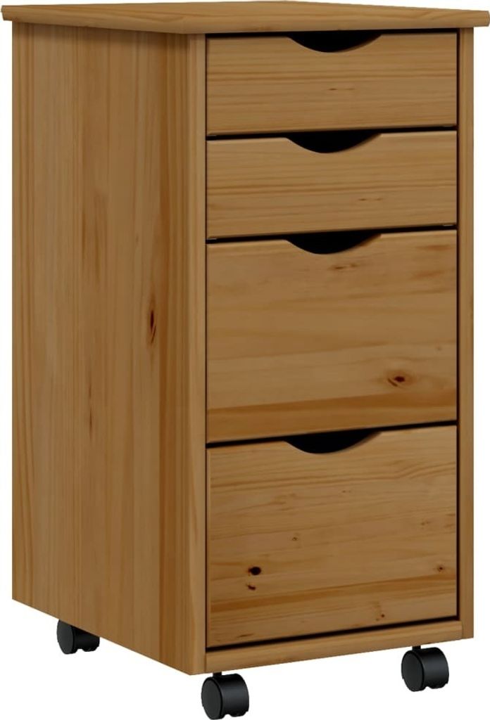 "SALE 2026"Flurschrank - elegante Design - Mehrzweckschrank - Rollschrank mit Schubladen MOSS Honigbraun Massivholz Kiefer - Kommoden DE7743311
