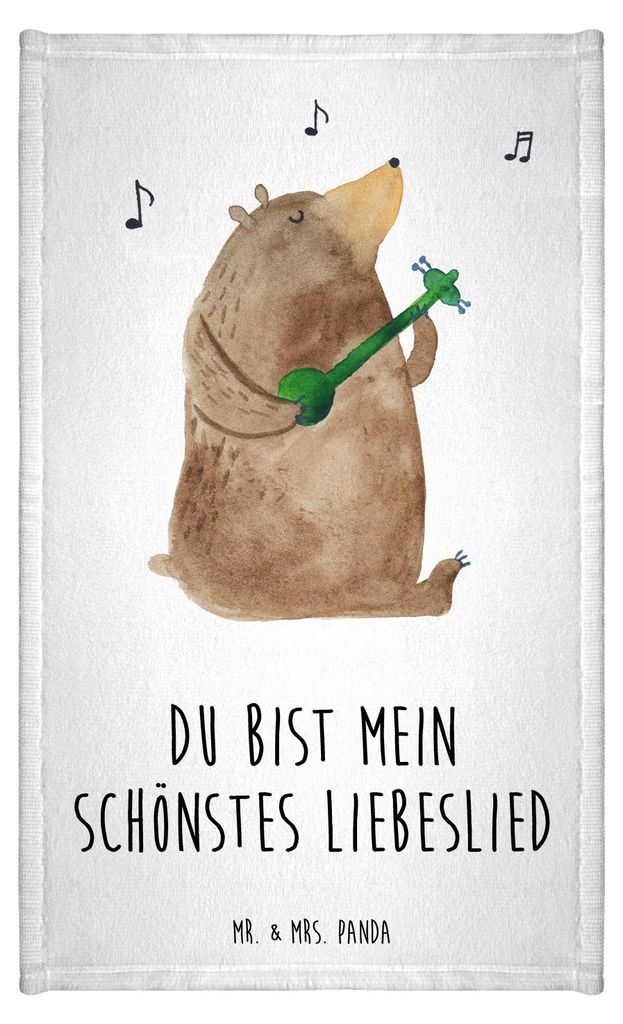 Mr. & Mrs. Panda Handtuch Bär Lied - Weiß - Geschenk, baumwolle, Baumwollhandtuch, gäste wc, Teddy, badezimmer, Freundin, Liebe, Klein, Herz, Sp...
