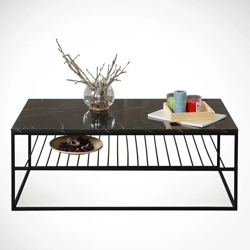 Table basse noire pour apéritifs et salon moderne Etna Royal 95x55 cm