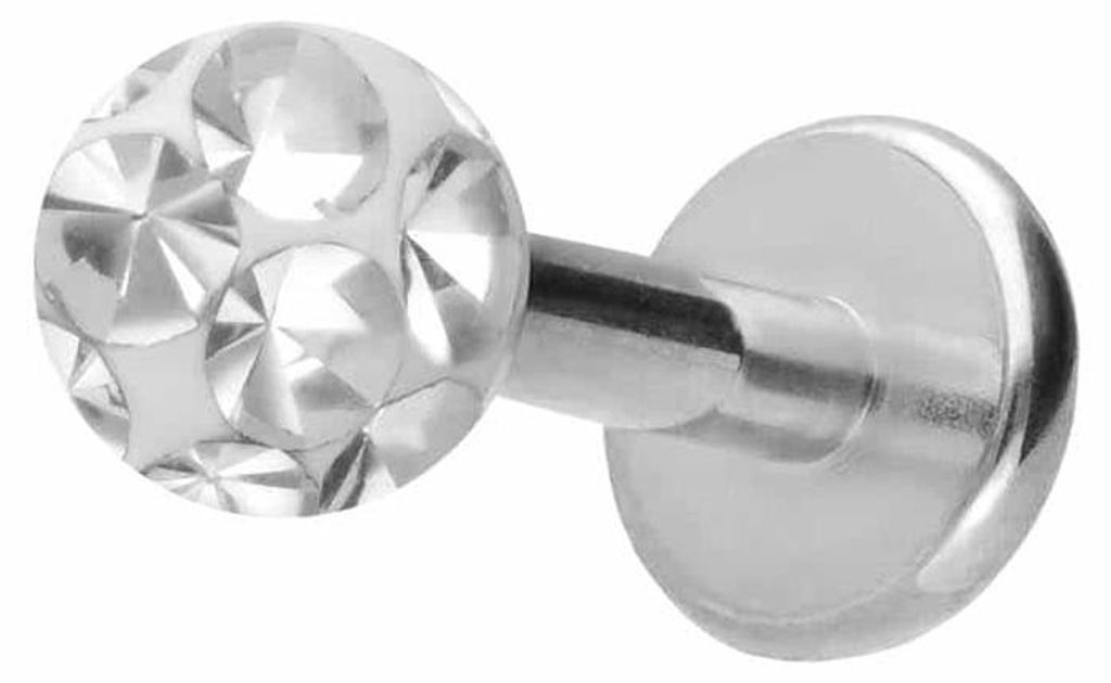 Ohrpiercing, Nasenpiercing Titan Labret mit Innengewinde EPOXY-KUGEL Silber Stablänge: 5mm + Stabstärke: 1,2mm + Kugelgröße: 2,5mm