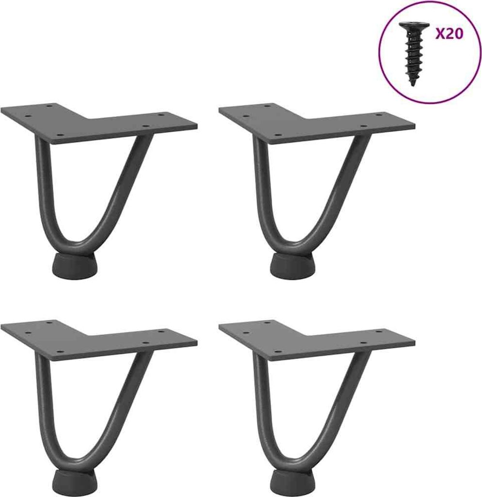 Haarnadelbeine für Couchtisch 4 Stk. Anthrazit 10 cm Massivstahl