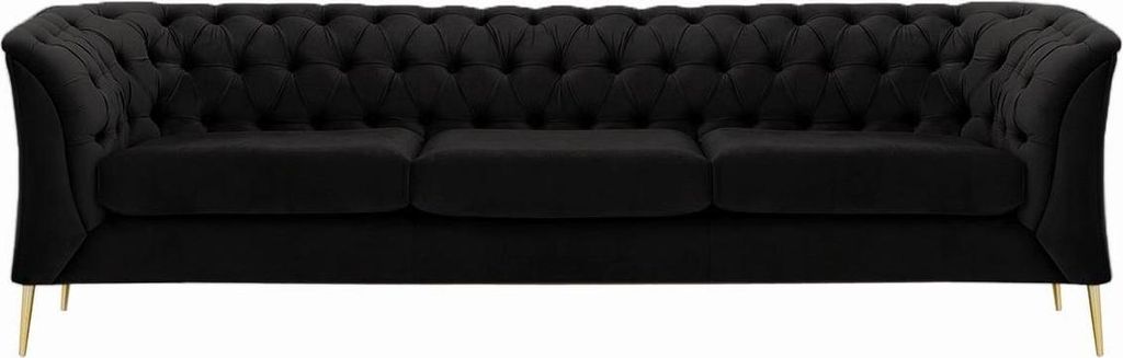Dreisitzer-Sofa Chesterfield Modern aus medizinischem Schaumstoff-Velluto 20-gold metallisch