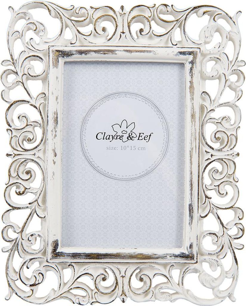 Cornice Clayre & Eef 10x15 cm Plastica bianca Immagine del prodotto 