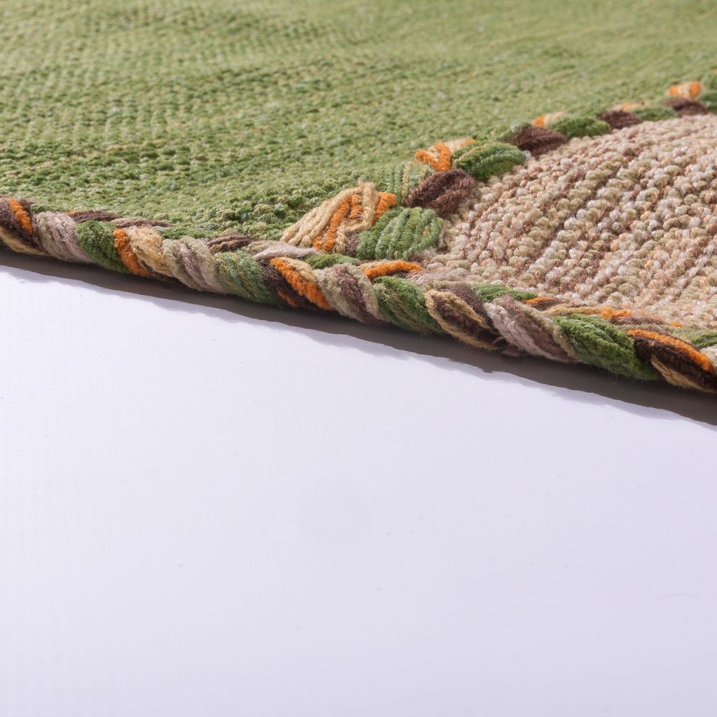 Designer Teppich Webteppich Kelim Handgewebt 100% Baumwolle Modern Gemustert Grün Grösse 240x340 cm