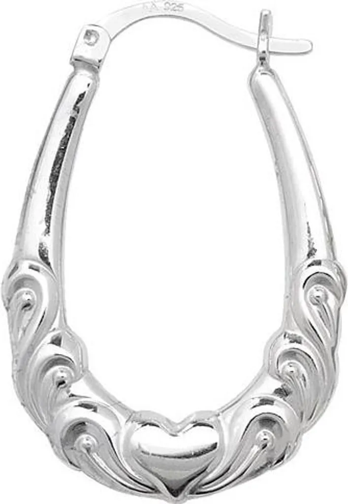 Boucles d'Oreilles Créoles Coeur Argent 925 - 32x22mm - TRS22606 Chic