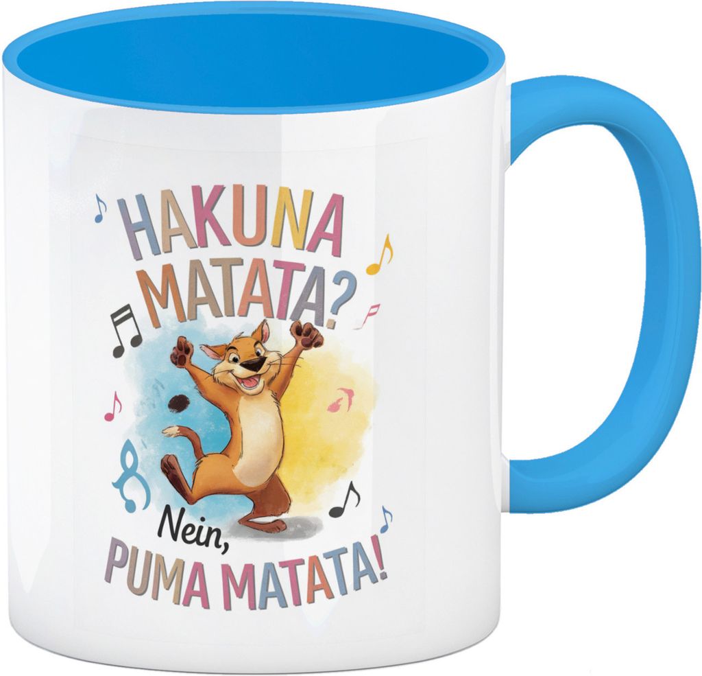 Tanzender Puma - Hakuna Matata Kaffeebecher in hellblau