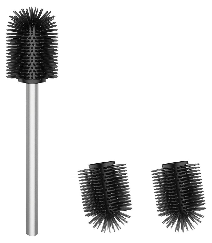Silikon-Toilettenbürste, Toilettenbürste mit 2 Bürstenköpfen, 7 cm Durchmesser, Toilettenbürste aus Edelstahl 304 zur Reinigung des Badezimmer...