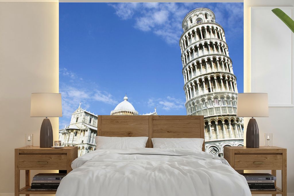 MuchoWow Fototapete für Wohnzimmer oder Schlafzimmer Wandtapete Vinyl Motivtapete Der Turm von Pisa neben der Kathedrale Santa Maria Assunta - 2...