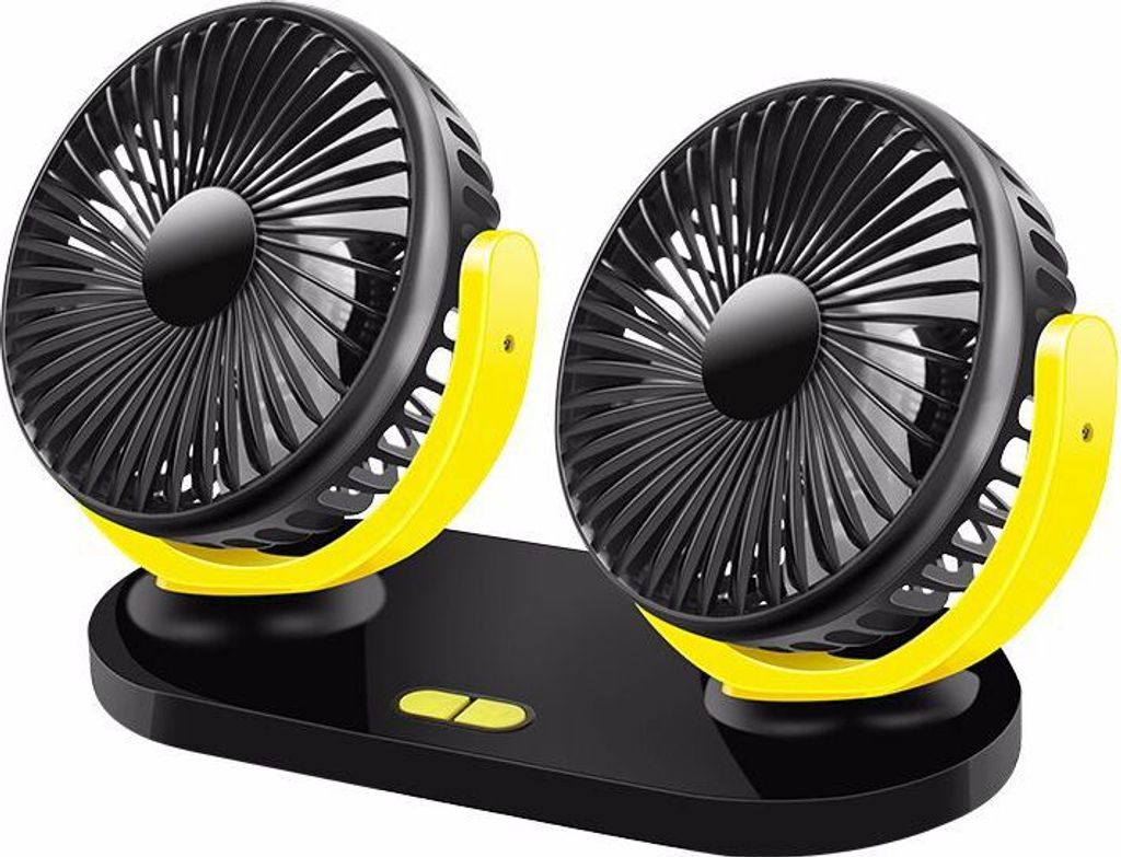 12V / 24V USB Auto Kühlventilator Niedrig Lärm Sommer Klimaanlage 360 Grad Rotation verstellbar Schwarz gelb