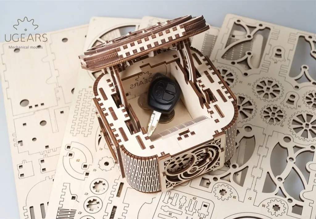 Coffre au Trésor Puzzle 3D en Bois avec Serrure à Code Mécanique - 29