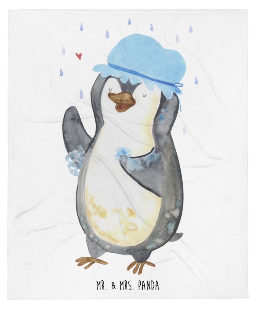 Mr. & Mrs. Panda Decke Pinguin Duschen - Weiß - Geschenk, Produktbild 