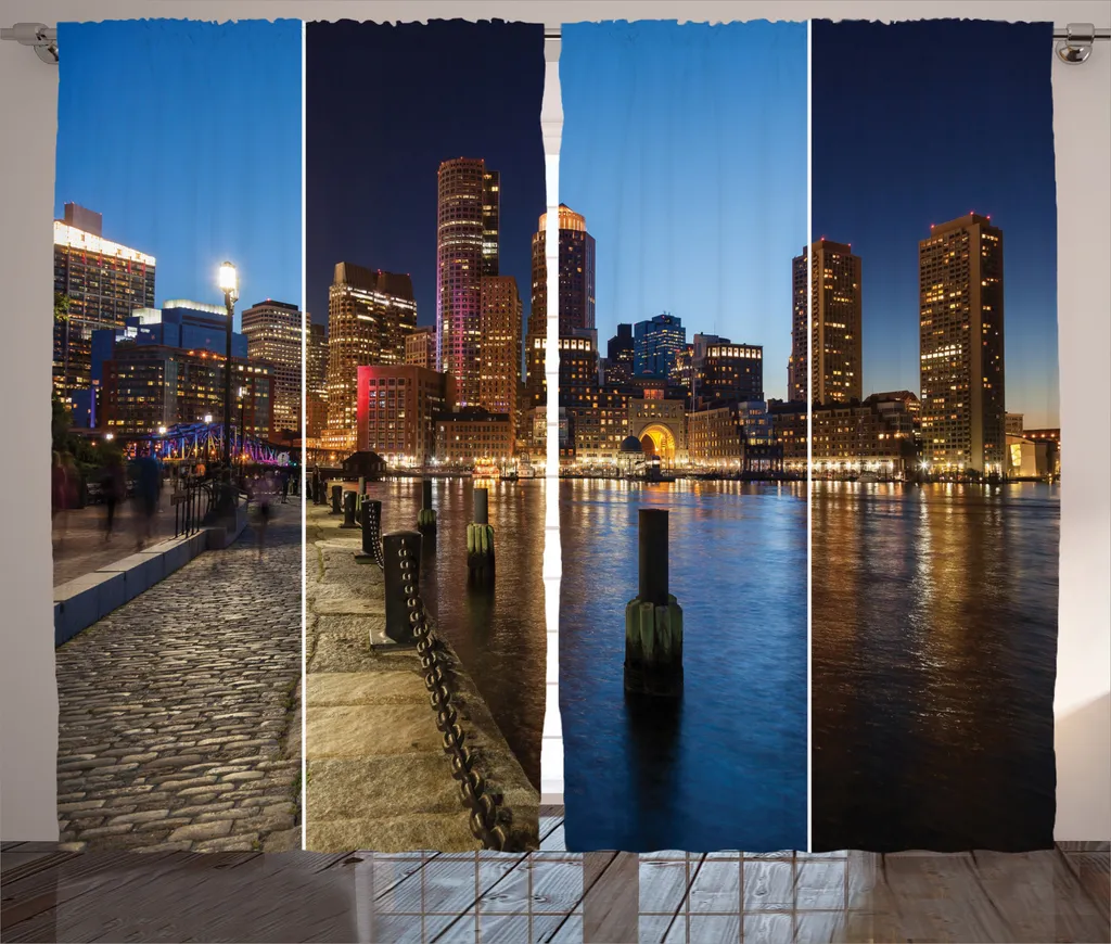 Rideau Boston pour Salon : Décoration Skyline Rustique 280 x 225 cm