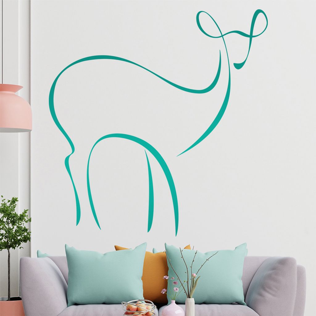 Reh Linien Wandtattoo in 6 Größen - Wandaufkleber Wall Sticker - Dekoration, Küche, Wohnzimmer, Schlafzimmer, Badezimmer