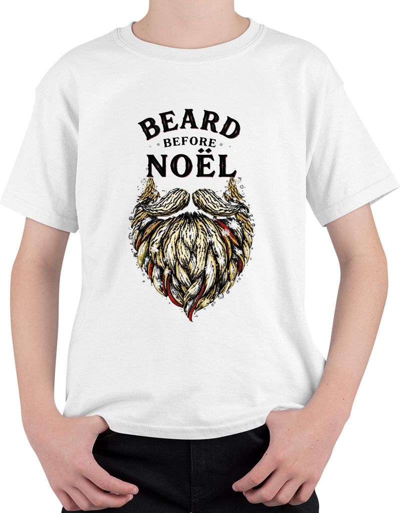 Beard Before Noël Weihnachtsmann Weihnachtsbart Lustig Geschenk Uni Kinder T-Shirt, Weiß, 116