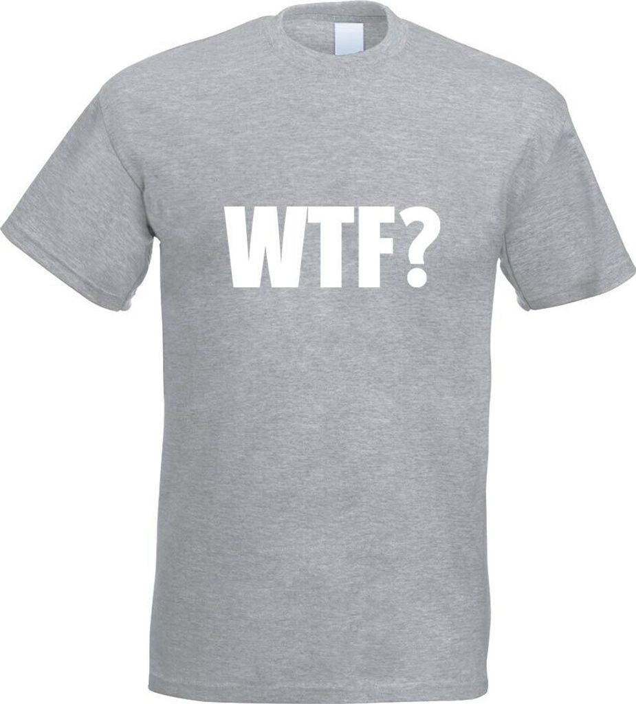 Kiwistar - T-Shirt - Graumeliert - WTF? Schriftzug Motiv Bedruckt Funshirt Design Print - mit Motiv Bedruckt - Funshirt Design - Sport - Freizeit -...