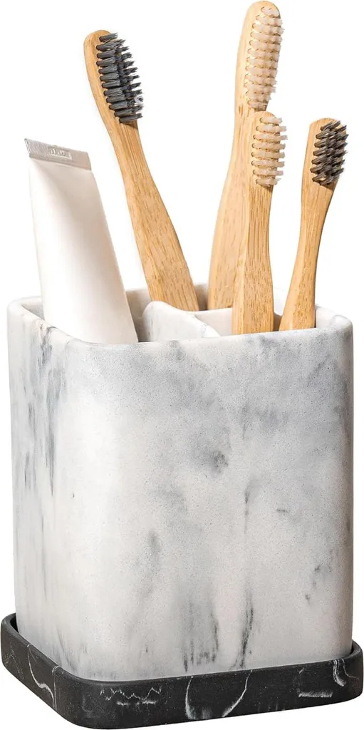 Porte-brosse à dents effet marbre : fini le désordre sur le lavabo