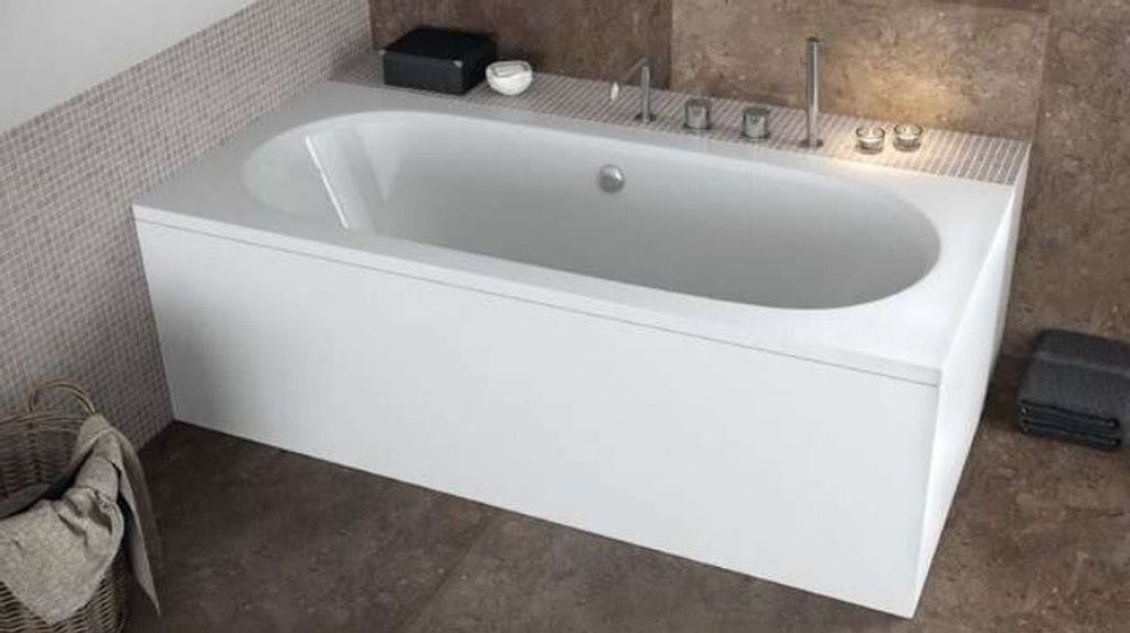 BADLAND Badewanne 170x75cm Weiß - Komplettset Mit Wannenträger & Automatik-Ablauf