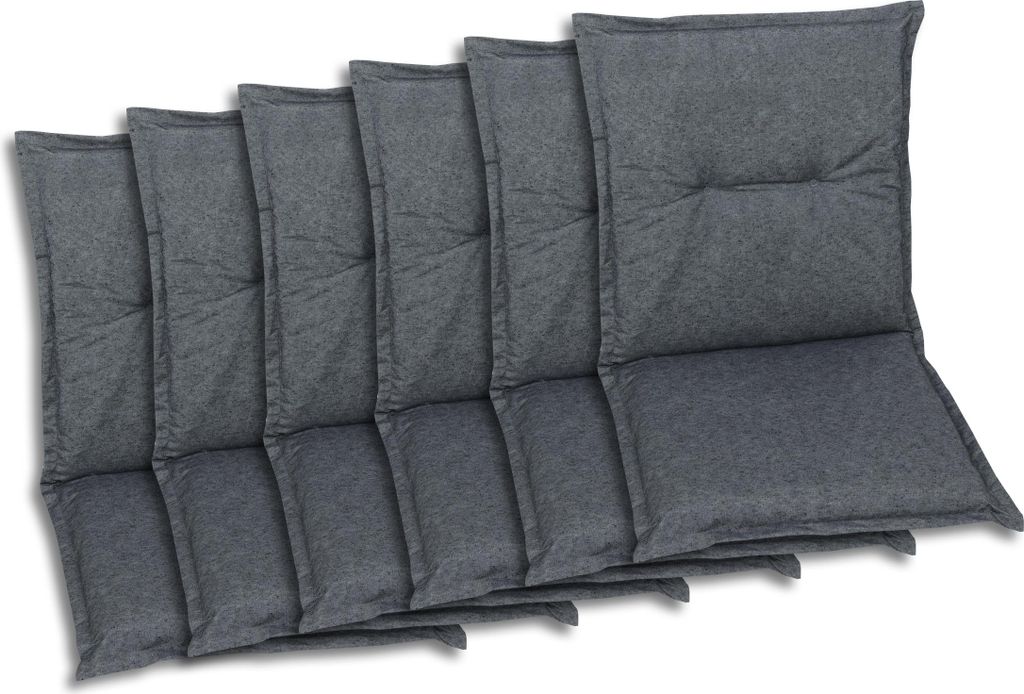 GO-DE Textil, Sesselauflage Niederlehner, 6er-Set, Farbe: anthrazit, Maße ca.: 100 cm x 50 cm x 6 cm