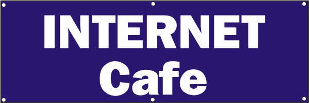 Werbeplane / Gerüstplane - p061 - Internetcafe - NEU - 150x50 cm - für Baustelle, Garten, Zaun oder Veranstaltung
