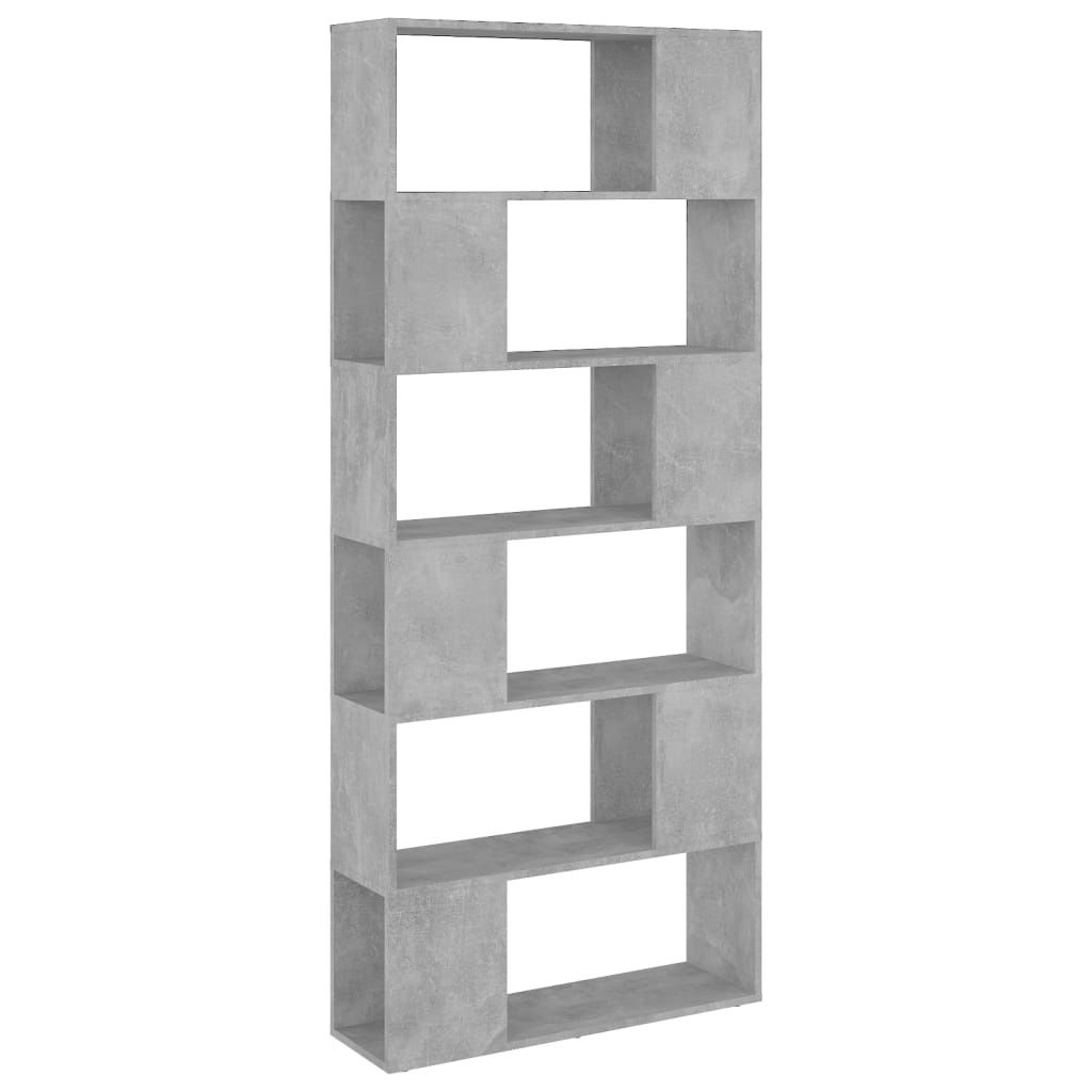 vidaXL Bücherregal Raumteiler Betongrau 80x24x186 cm Holzwerkstoff