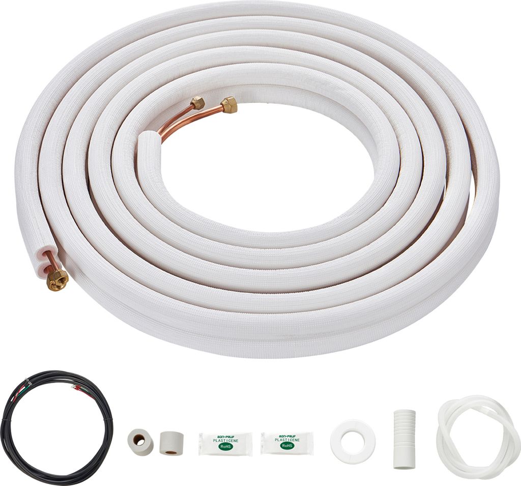 SucceBuy 7620 mm Mini-Split-Leitungsset, Kupferrohr mit 6,4 und 9,5 Außendurchmesser und dreischichtiger Isolierung, für Klimaanlage/Wärmepumpe ...