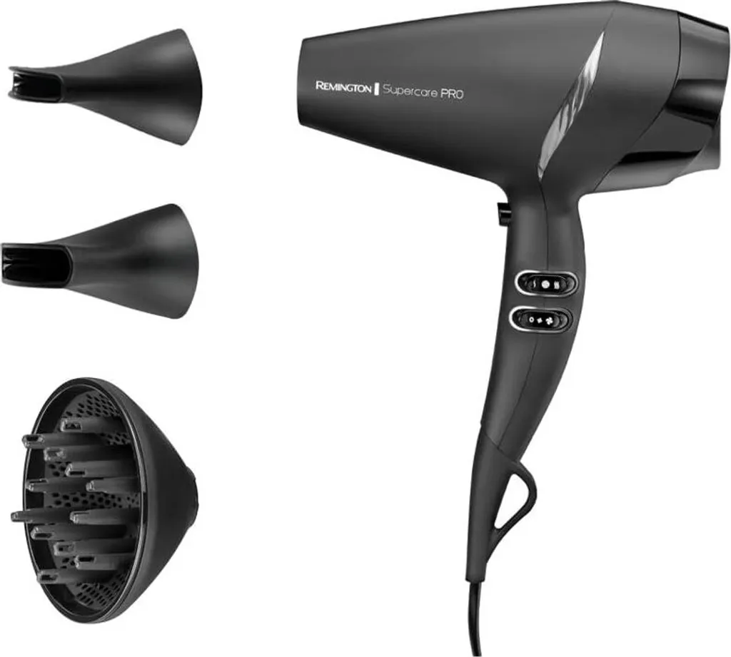 Asciugacapelli professionale ionico Remington [controllo laterale potente e professionale] tecnologia SupercarePro (2200W, 130km/h, 3 accessori per lo styling, motore AC a lunga durata per parrucchieri) AC7250 [Esclusiva Amazon] - 2