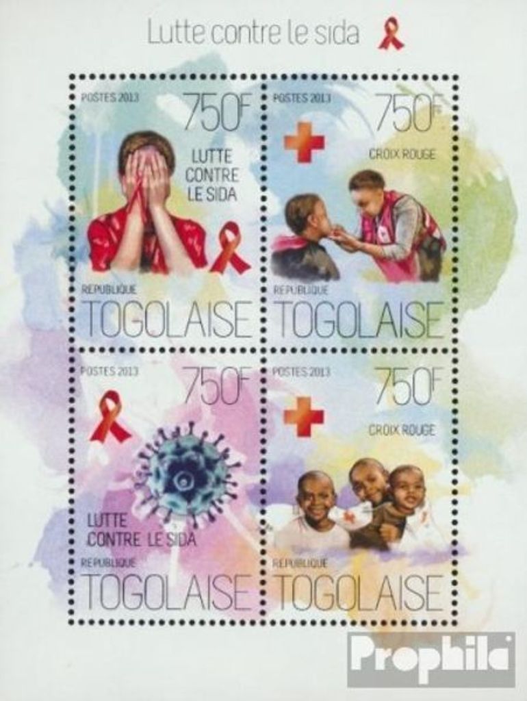 Briefmarken Togo 2013 Mi 5501-5504 Kleinbogen (kompl. Ausgabe) postfrisch AIDS