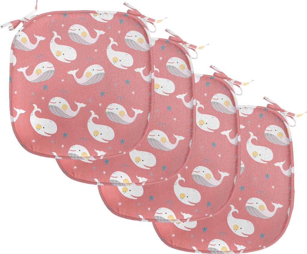 ABAKUHAUS Wal Polster für Esszimmerstühle, Baby-Tiere für Kinder, Dekoratives wasserfestes Kissen mit Riemen für Küchensitze, 40 cm x 40 cm-4e...