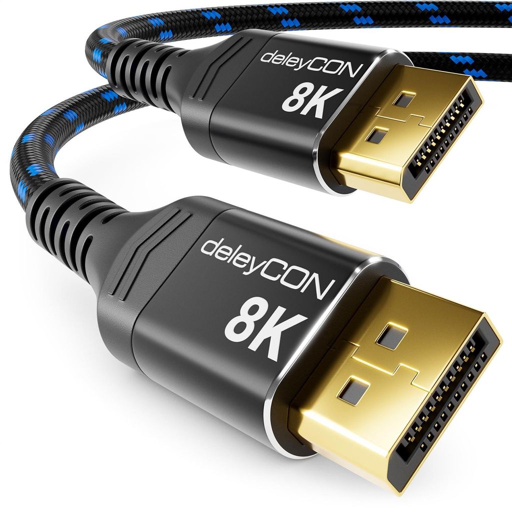 deleyCON 2m DisplayPort Kabel 1.4 8K@60Hz 4K@165Hz UHD WQHD Produktbild 