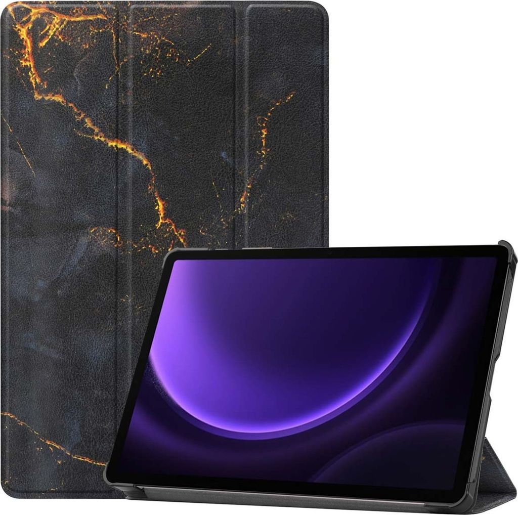 imoshion Design Trifold Klaphülle Samsung Galaxy Tab S9 11.0 Zoll / Tab S10 FE / S9 FE 10.9 Zoll - Black Marble