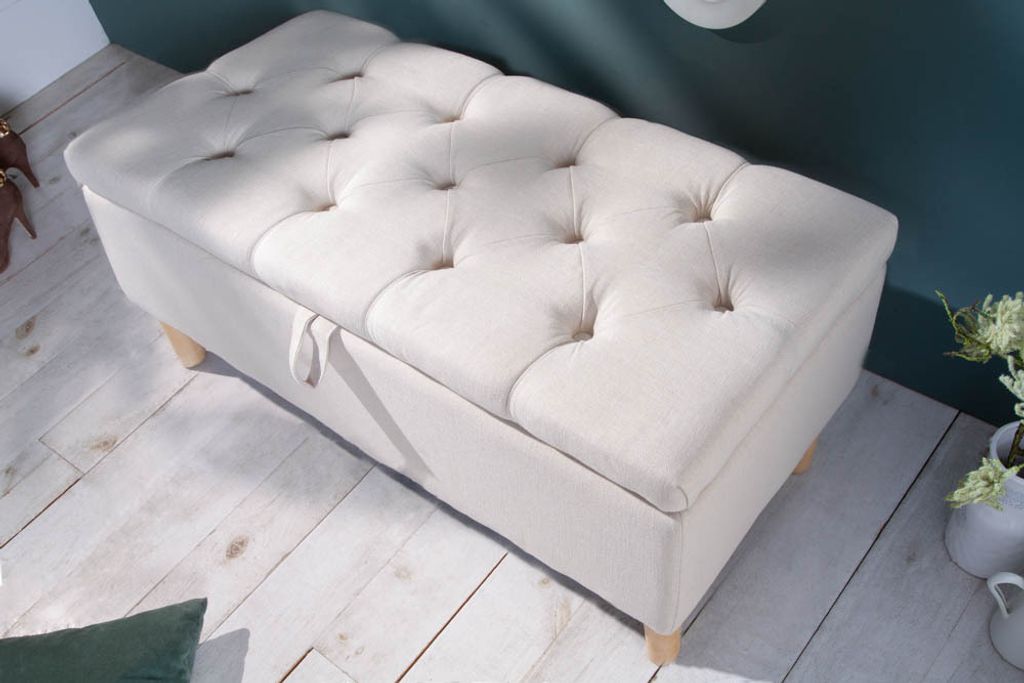 Chesterfield Truhenbank CASTLE 100cm beige Sitzbank Produktbild 3