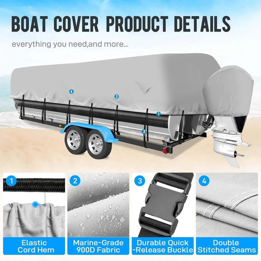 Bâche de transport pour bateau ponton 17-20 pieds adaptée aux remorques - 11