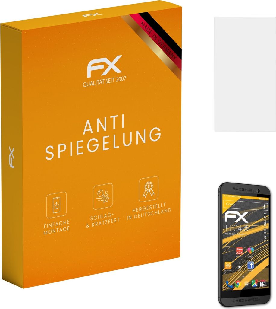 atFoliX FX-Antireflex 3x Schutzfolie kompatibel mit HTC One M9 Displayfolie