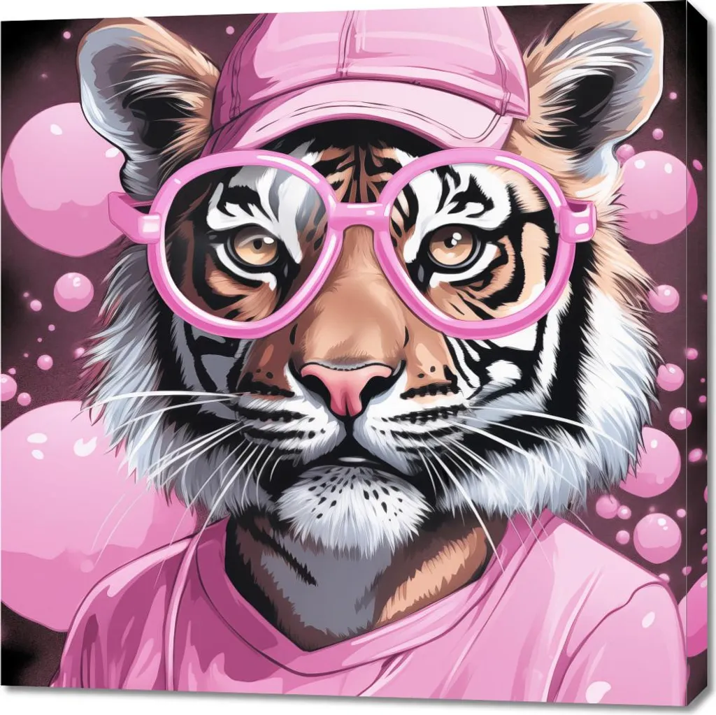 Tableau Image 90 x 90 cm Tigre Humain - Décoration Murale Carrée Luxe