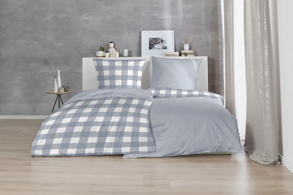 Linge de lit percale bleu 135x200 cm Hahn : confort durable garanti