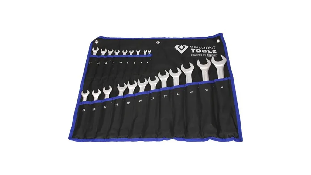 Jeu de clés mixtes robustes 21 pièces avec finition chrome mat de 6-32mm